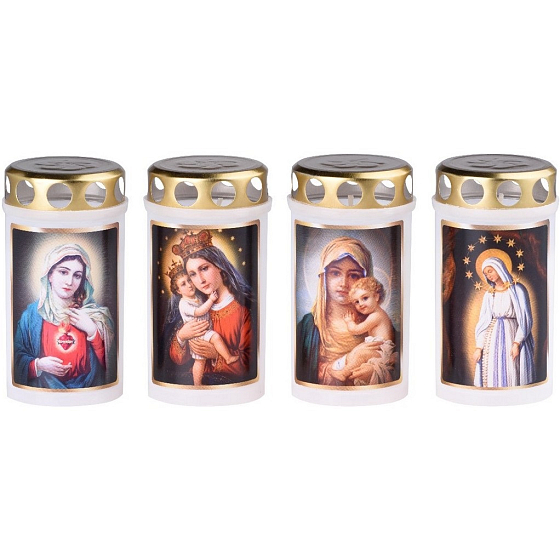 Emocio Cemetery candle with lid Holy image burning time 38 hours 120 g mix of motifs