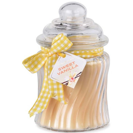 Emocio Sweet Vanilla - Sweet vanilla scented candle glass with glass lid 76 x 125 mm 485 g