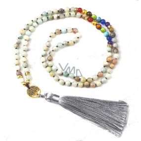 108 Mala 7 chakra necklace, Amazonite 6mm meditation jewelry natural stone bound/2