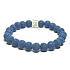 Lava dark blue with royal mantra Om, bracelet elastic natural stone, ball 8 mm / 16-17 cm, born of the four elements