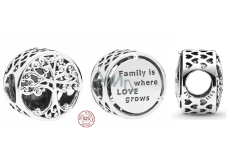 Sterling silver 925 Tree of Life - family is where love grows, bead for bracelet family