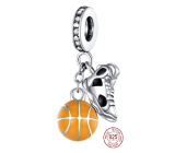 Charm Sterling silver 925 Basketball ball and sneaker, 2in1 pendant on bracelet sport