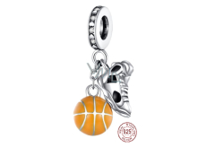 Charm Sterling silver 925 Basketball ball and sneaker, 2in1 pendant on bracelet sport