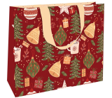 Nekupto Gift paper bag with embossing 30 x 23 x 12 cm Christmas trees red