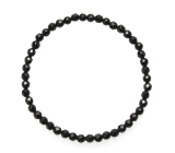 Onyx facet bracelet elastic natural stone, ball 4 mm / 19 cm, life force stone