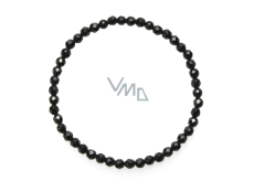Onyx facet bracelet elastic natural stone, ball 4 mm / 19 cm, life force stone