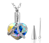 Commemorative Pendant, Heart, Waterproof, Stainless steel blue - Forever in your heart, 20 x 30 mm
