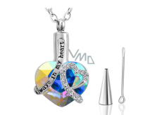 Commemorative Pendant, Heart, Waterproof, Stainless steel blue - Forever in your heart, 20 x 30 mm