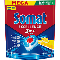 Somat Excellence 3in1 Lemon dishwasher tablets, 60 pcs