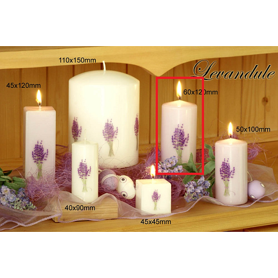 Lima Flower Lavender Scented Candle Light Purple with Lavender Print Cylinder 60 x 120 mm 1 piece