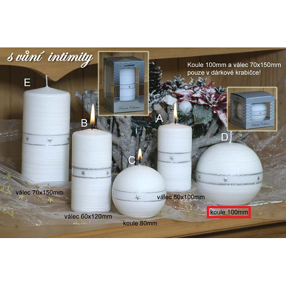 Lima Aura Intimity scented candle white sphere in gift box 100 mm 1 piece