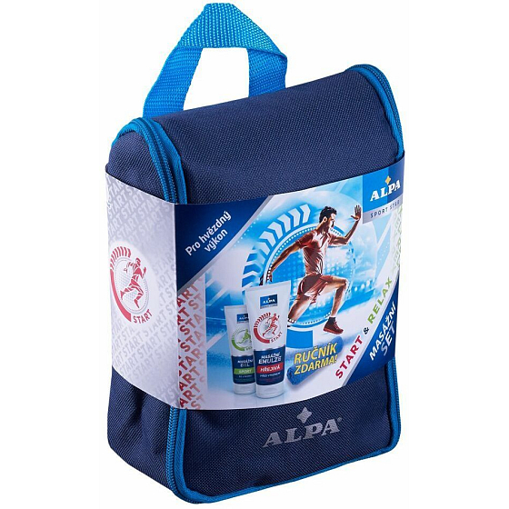 Alpa Sport Star Relax massage emulsion warm 210 ml + Sport gel 210 ml + towel + case, cosmetic set