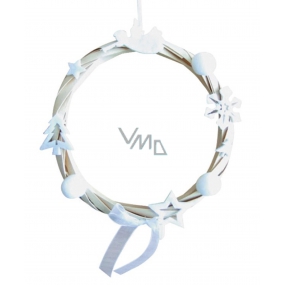 Wicker wreath 17 cm white decor
