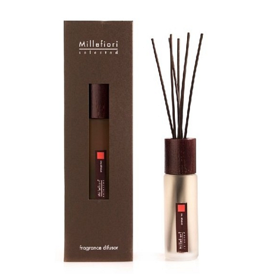Millefiori Milano Selected Orange Tea - Orange tea Diffuser 100 ml + 7 stalks 28 cm long for smaller spaces lasts 5-6 weeks