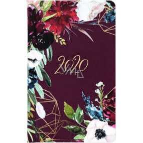 Albi Diary 2020 pocket weekly Bordo flowers 15.5 x 9.5 x 1.2 cm