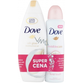 Dove Silk Glow Shower Gel 250 ml + Invisible Care Floral Touch antiperspirant deodorant spray for women 150 ml, duopack