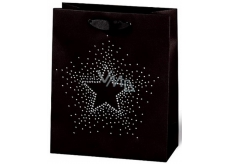 BSB Luxury Christmas paper gift bag medium black with star with stones 23 x 19 x 9 cm VDT 436-A5