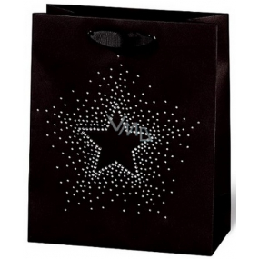 BSB Luxury gift paper bag 23 x 19 x 9 cm Christmas black with star with rhinestones VDT 436-A5