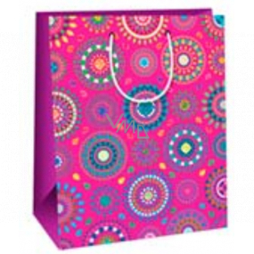 Ditipo Gift paper bag 26 x 32.5 x 13.8 cm pink colored mandalas