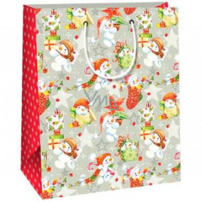 Ditipo Gift paper bag 26.4 x 13.6 x 32.7 cm gray snowmen