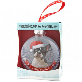 Albi Glass Christmas ornament with animals - French Bulldog 7.5 cm x 8 cm x 3.6 cm