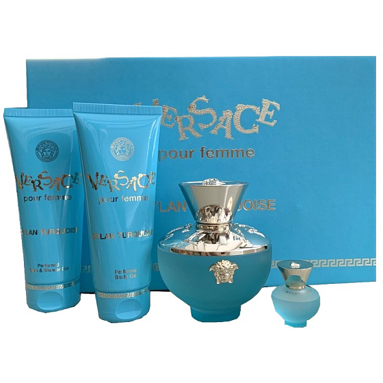 Versace Dylan Turquoise eau de toilette for women 100 ml + shower gel 100 ml + body gel 100 ml + eau de toilette 5 ml, gift set for women