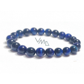 Tiger's eye dark blue bracelet elastic natural stone, bead 8 mm / 16-17 cm, stone of the sun and earth, brings luck and wealth