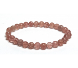 Quartz pink / strawberry bracelet elastic natural stone, ball 6 mm / 16-17 cm, the most perfect healer