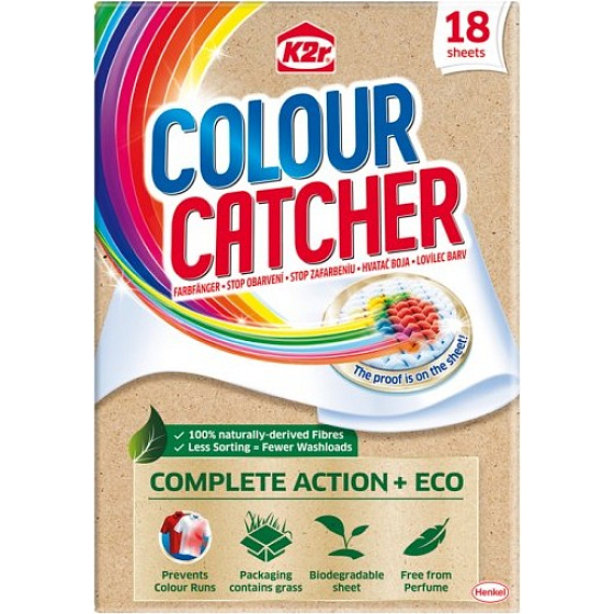 K2r Colour Catcher Eco Stop Colouring Wash Wipes 18 pieces