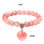 Crystal + Heart bracelet elastic natural stone, bead 8 mm / 19 cm, stone stones