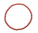 Jasper red bracelet elastic natural stone, ball 4 mm / 19 cm, full care stone