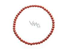 Jasper red bracelet elastic natural stone, ball 4 mm / 19 cm, full care stone