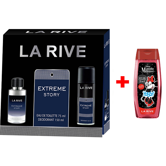 LA RIVE EXTREME STORY Eau de Toilette 75 ml + Spray Deodorant 150 ml, Gift Set for Men + La Rive 2in1 Minie Shower Gel 250 ml EXTRA