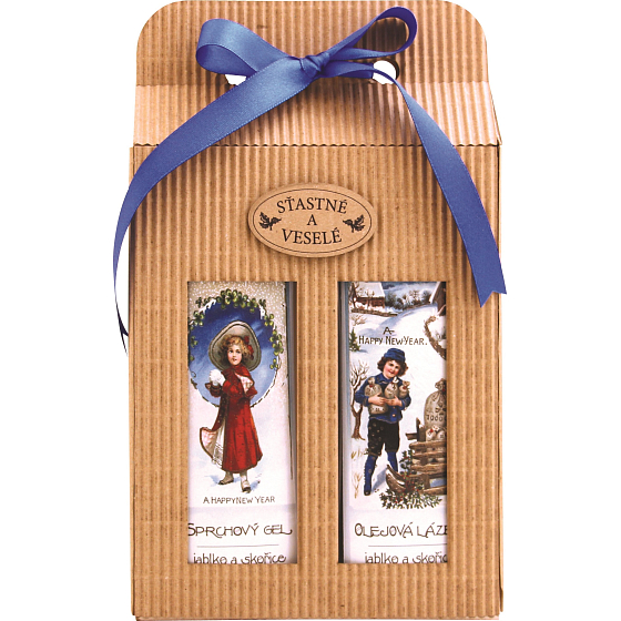 Bohemia Gifts Apple and Cinnamon shower gel 250 ml + oil bath 250 ml, cosmetic set