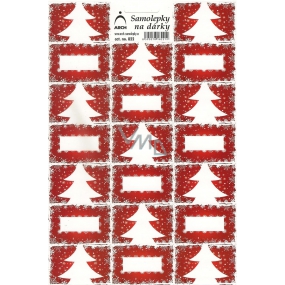 Arch Little Tree Red Christmas Gift Stickers 20 Labels 1 Sheet