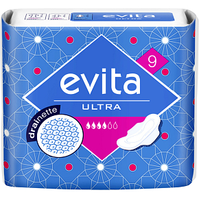 Evita Ultra Drainette, women's pads, 9 pcs