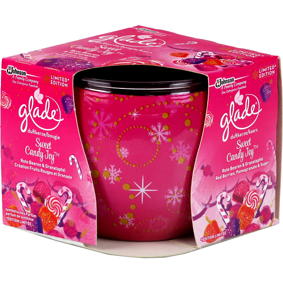 Glade Sweet Candy Joy scented candle in glass burning time up to 30 hours 120 g