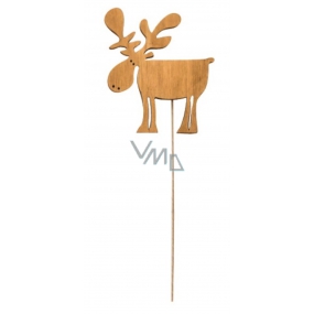 Reindeer wooden brown recess 8 cm + wire