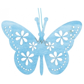 Butterfly for hanging, wooden blue 12 cm