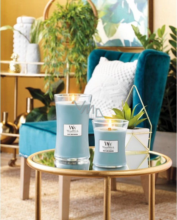 WoodWick Blue Java Banana Hawaiian banana scented candle with wooden