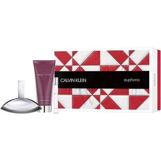 Calvin Klein Euphoria perfumed water for women 100 ml + perfumed water 10 ml + body lotion 200 ml, gift set