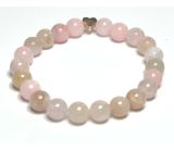 Morganite pink bracelet elastic natural stone, ball 8 mm / 16-17 cm, stone of divine love