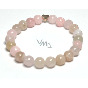 Morganite pink bracelet elastic natural stone, ball 8 mm / 16-17 cm, stone of divine love