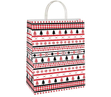 Ditipo Gift paper bag 22 x 10 x 29 cm Christmas red and black trees