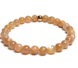 Moonstone orange bracelet elastic natural stone, ball 6 mm / 16-17 cm, stone of destiny