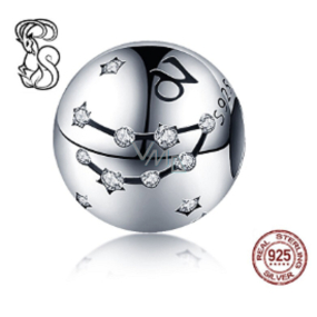 Sterling silver 925 zodiac sign Capricorn + cubic zirconia, bead for bracelet 9 mm