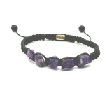 Amethyst raw bracelet natural stone, hand knitted, adjustable size, stone of kings and bishops