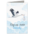 Nekupto Baby wish card Stork with baby blue 115 x 170 mm