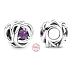 Charm Sterling silver 925 Infinite circle of eternity February purple, bead for bracelet