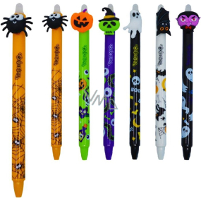 Colorino Rubberized pen Halloween orange spider, blue refill 0,5 mm